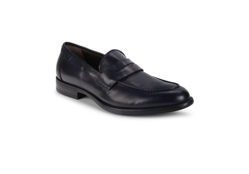 New In Box Bruno Magli ‘Roman’ Navy Blue Leather Penny Loafers Size 9.5 $395.00